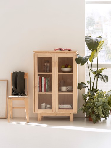 Vitrina expositora de cristal y madera 78x128 AIKA | LUFE