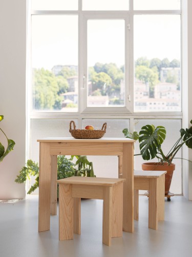 Banco taburete de madera 45X35 BATU | LUFE