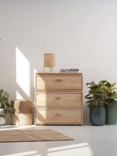 Cassettiera in legno con 3 cassetti 78x87 LIBE | LUFE