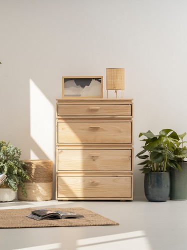 Cómoda de madeira 4 gavetas 78x105 LIBE | LUFE
