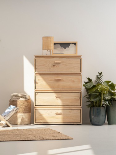 Commode en bois avec 4 tiroirs 78x115 LIBE | LUFE