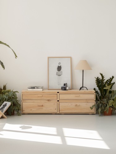 Commode double avec 4 tiroirs avec pieds 157x49 LIBE | LUFE