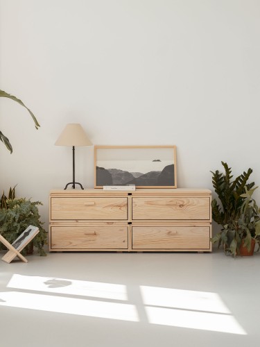 LIBE commode double avec 4 tiroirs 157x56