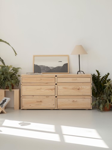 Cómoda doble de madera con 6 cajones 157x77 LIBE | LUFE