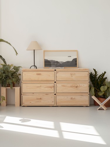 Commode double avec 6 tiroirs avec pieds 157x87 LIBE | LUFE