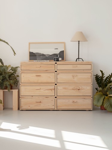 Cómoda doble de madera con 8 cajones 157x105 LIBE | LUFE