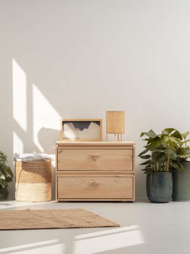 Comodino in legno con 2 cassetti 78x59 LIBE | LUFE