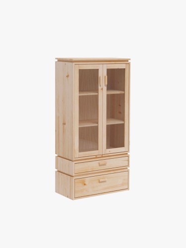 Vetrina espositiva in vetro e legno con 2 cassetti 78x161 LIBE | LUFE