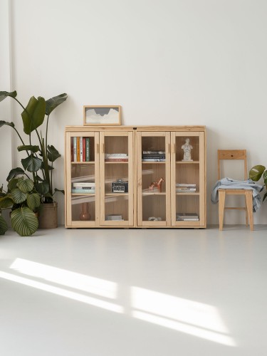 Vitrina expositora doble de cristal y madera 157x115 LIBE | LUFE