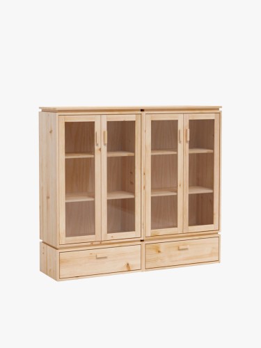 Vetrina espositiva doppia in vetro e legno con 2 cassetti 157x143 LIBE | LUFE