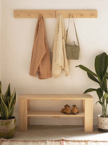 LAUKI banco zapatero de madera natural | LUFE