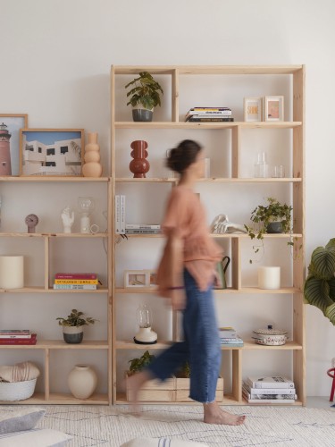 Estantería asimétrica 7 baldas de madera | LUFE