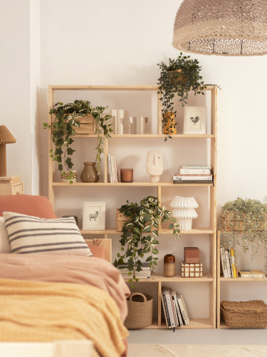 Étagère asymetrique à 6 tablettes en bois | LUFE