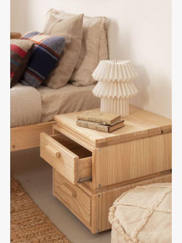 Table de chevet en bois avec 2 tiroirs 39x39 LIBE | LUFE