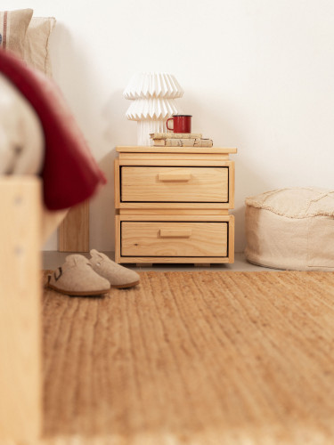 Table de chevet en bois avec 2 tiroirs 39x39 LIBE | LUFE