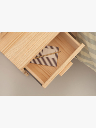 Mesa de cabeceira de madeira com 2 gavetas 39x49 LIBE | LUFE