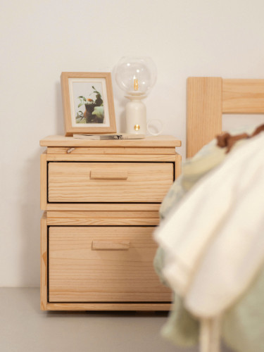 Table de chevet en bois avec 2 tiroirs 39x49 LIBE | LUFE