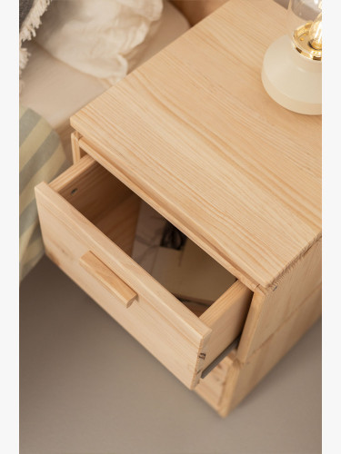 Mesa de cabeceira de madeira com 2 gavetas 39x59 LIBE | LUFE