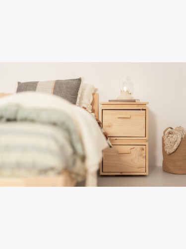 Mesa de cabeceira de madeira com 2 gavetas 39x59 LIBE | LUFE