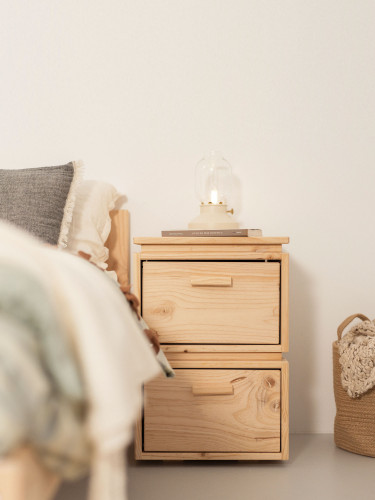 Comodino in legno con 2 cassetti 39x59 LIBE | LUFE