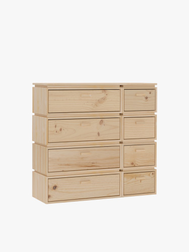 Cómoda doble de madera con 8 cajones 117x115 LIBE | LUFE