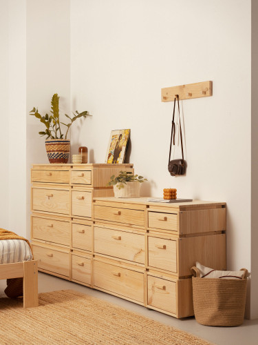 Cómoda dupla de madeira com 8 gavetas 117x105 LIBE | LUFE