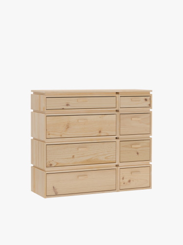 Cómoda doble de madera con 8 cajones 117x105 LIBE | LUFE