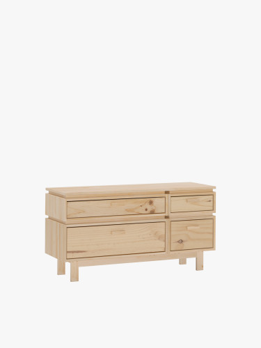 Cómoda dupla de madeira com 4 gavetas 117x62 AIKA | LUFE