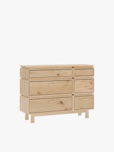 Cómoda dupla de madeira com 6 gavetas 117x90 AIKA | LUFE