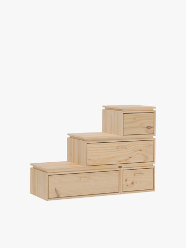 Cajonera en escalera de madera con 3 alturas LIBE | LUFE