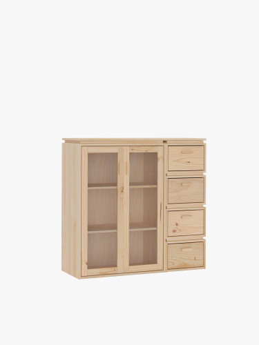 Vitrina expositora de cristal y madera con cajonera 117x115 LIBE | LUFE