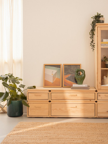 Cómoda dupla de madeira com 4 gavetas 117x49 LIBE | LUFE