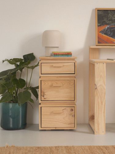 Cajonera columna de madera con 3 cajones 39x77 LIBE | LUFE