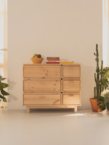 Cómoda doble de madera con 6 cajones 117x100 AIKA | LUFE