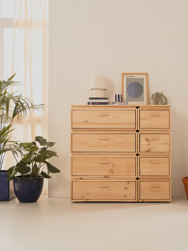 Cómoda doble de madera con 8 cajones 117x115 LIBE | LUFE