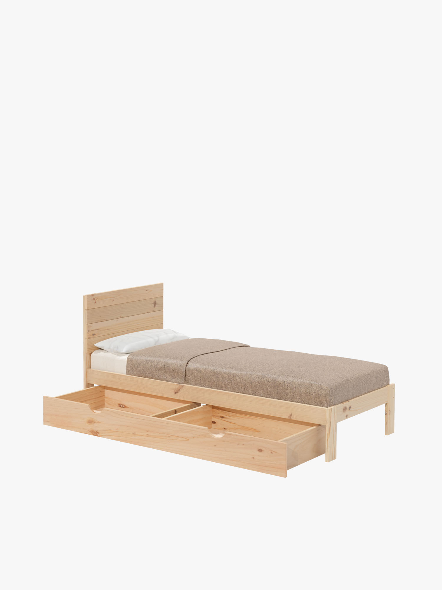 Letto singolo da 80 cm con contenitore TESTA in legno LUFE