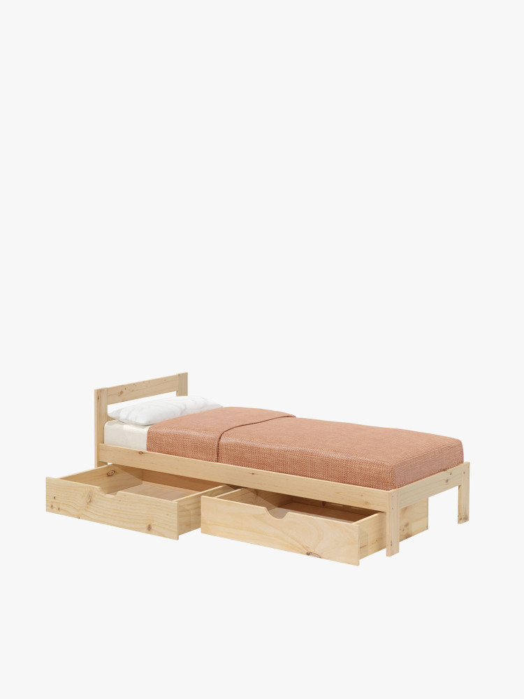 LORE cama individual 90 com 2 gavetas de arrumação