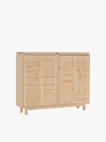 Armadio credenza doppia in legno con gambe e ripiani | LUFE