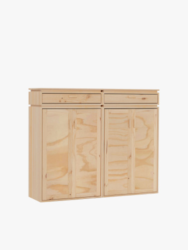 Armoire basse double en bois naturel avec tiroirs | LUFE