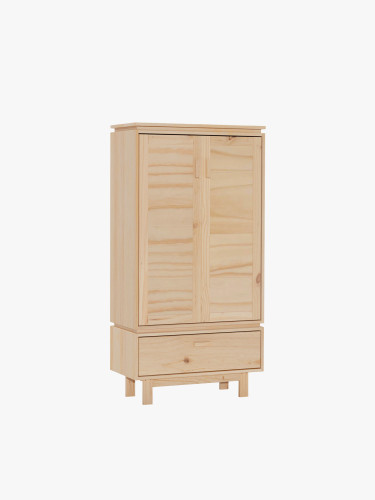 Armário baixo de madeira natural com pés e gaveta | LUFE