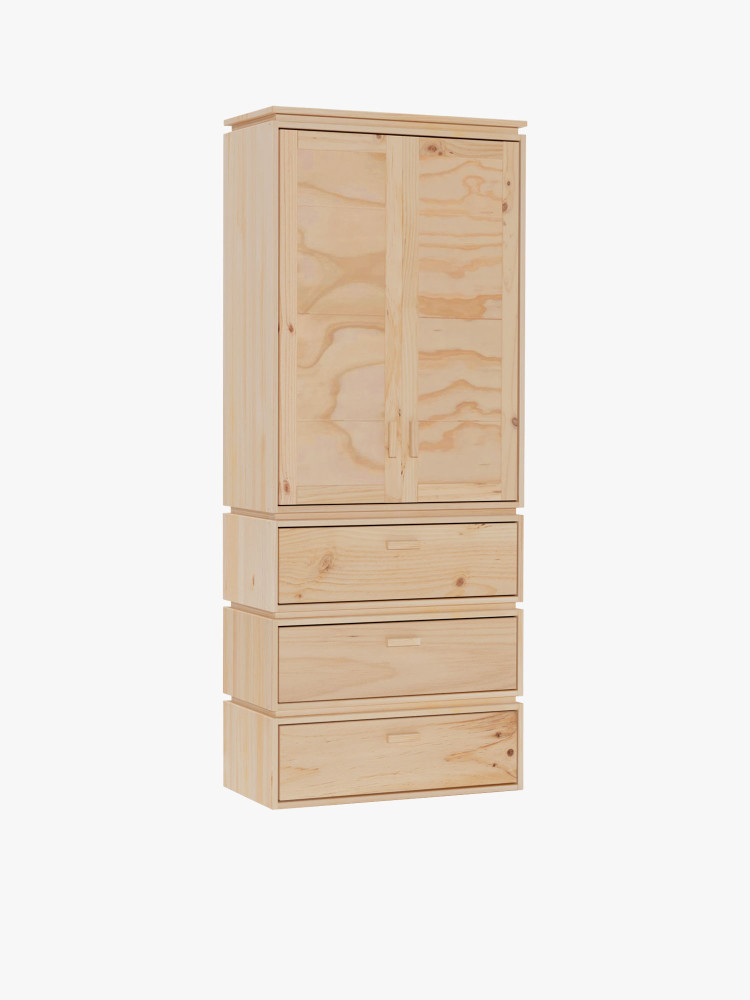 LIBE  armadio con 3 cassetti 78x198