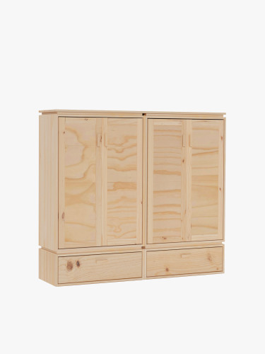 Armoire basse en bois avec étagères et deux tiroirs | LUFE
