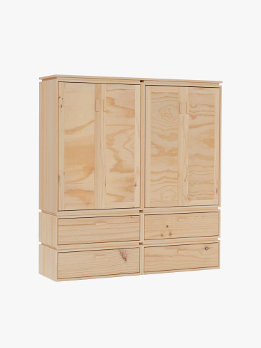 Armario soble de madera natural con 4 cajones | LUFE