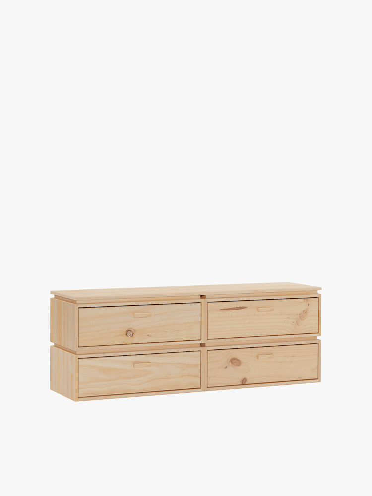 LIBE commode double avec 4 tiroirs 157x56