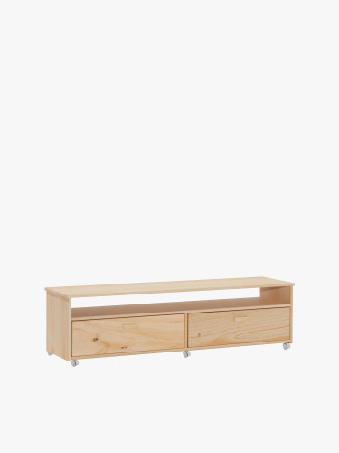 Mueble tv de madera con dos cajones y ruedas | LUFE