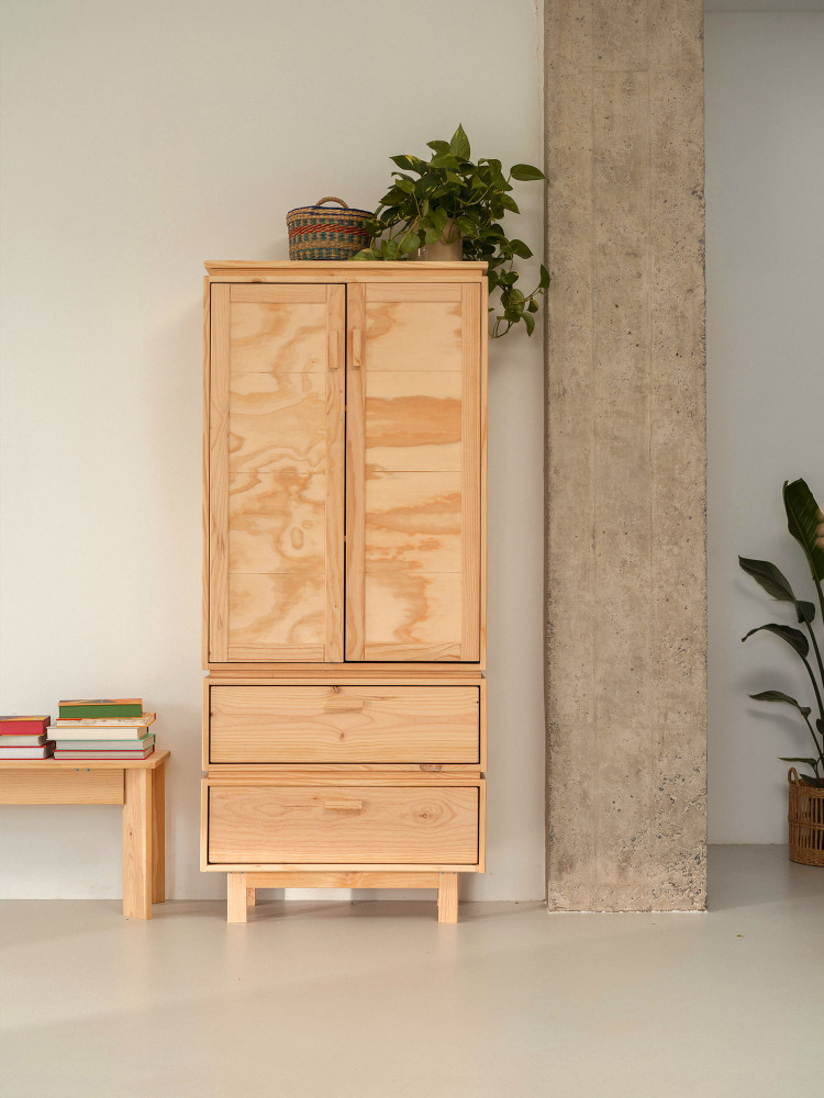 AIKA armadio con 2 cassetti 78x183 2