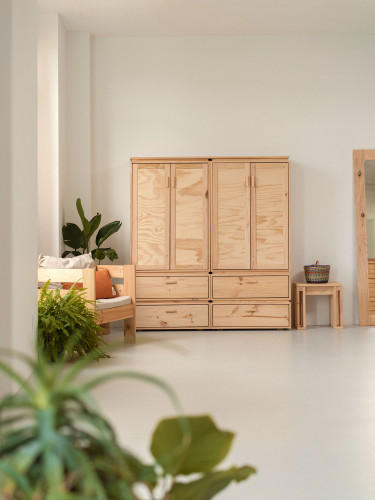 Armario soble de madera natural con 4 cajones | LUFE