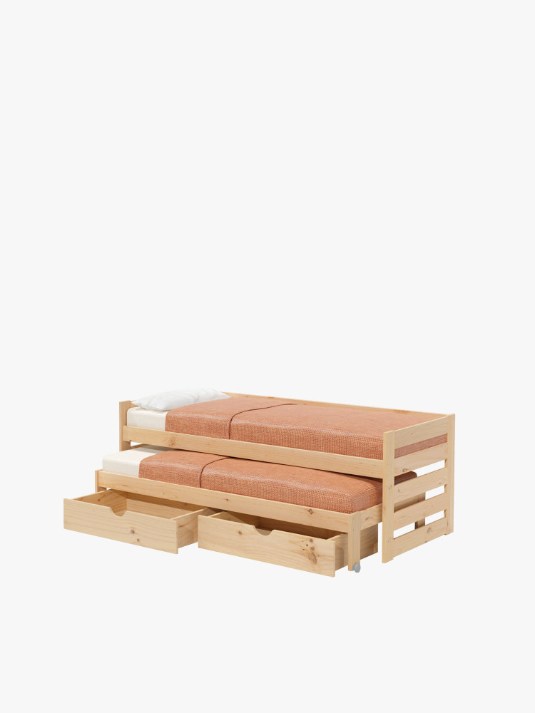 LORE lit gigogne compact 80 avec 2 tiroirs