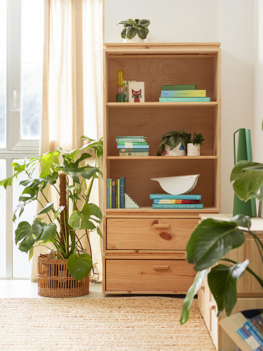 Estantería librería de madera con cajones integrados | LUFE