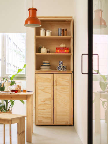 Placard en bois avec double espace de rangement | LUFE